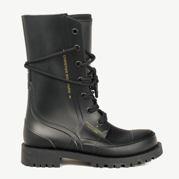 Christian Dior DiorCamp Bee Accent Rubber Combat Style Boot - Picture 1 of 10